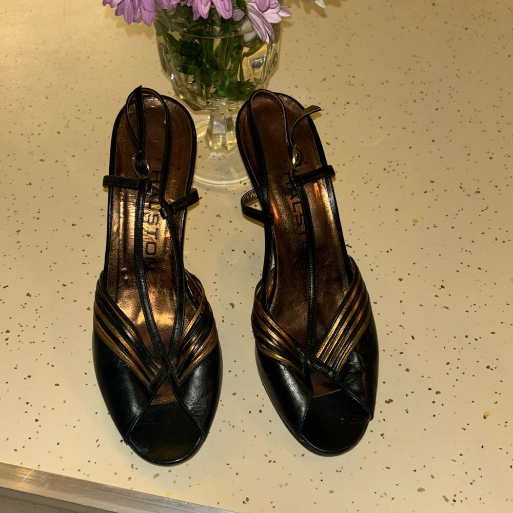 Sexy Black and Bronze Heels